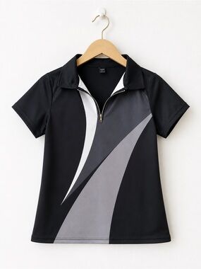 NFINITY Black Polo with Gray and Light-Gray Curved Panels